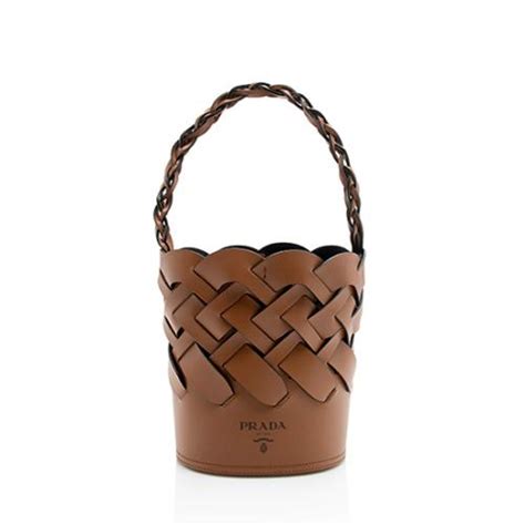 Prada Woven Leather Bucket Bag on SALE 